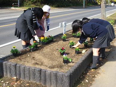 植え付けの指導の写真"